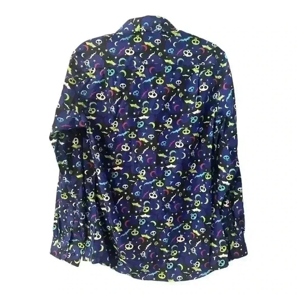 Simon Banks Mens Halloween Skulls/Bats Button Down Shirt, Sm - Picture 2 of 5